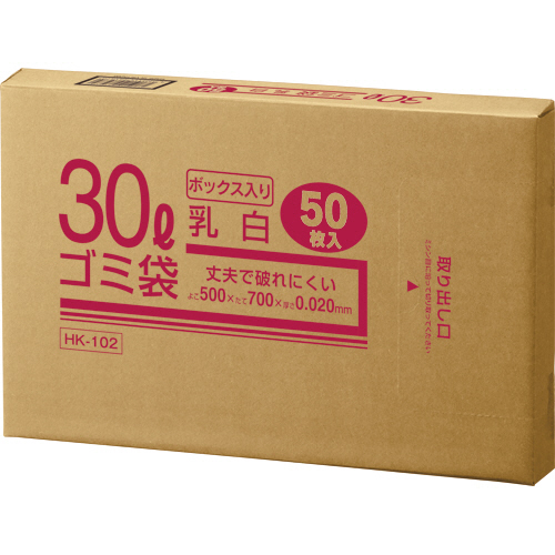 業務用乳白半透明 ﾒﾀﾛｾﾝ配合厚手ｺﾞﾐ袋 30L BOXﾀｲﾌﾟ 1箱(50枚)画像