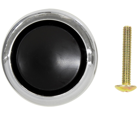 PCクロームつまみ 38mm 黒 光沢のある黒い表面のクロームつまみが置かれている状態
