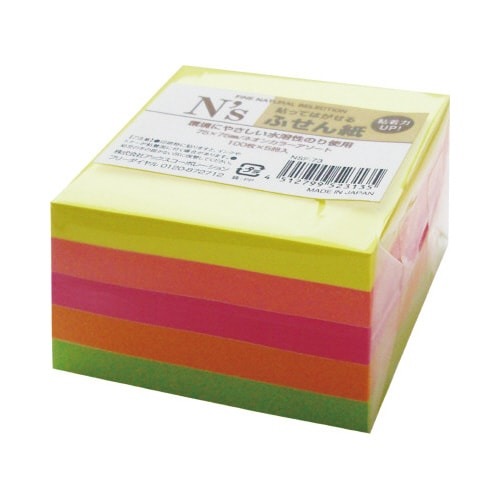 Ｎ’ｓふせん　蛍光５色　７５×７５　５冊×４画像