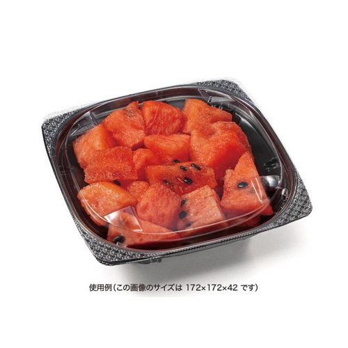 サラダ容器 バイオ ハクリア 17-37B 黒 リスパック [ケース販売] 黒いサラダ容器が複数配置された様子