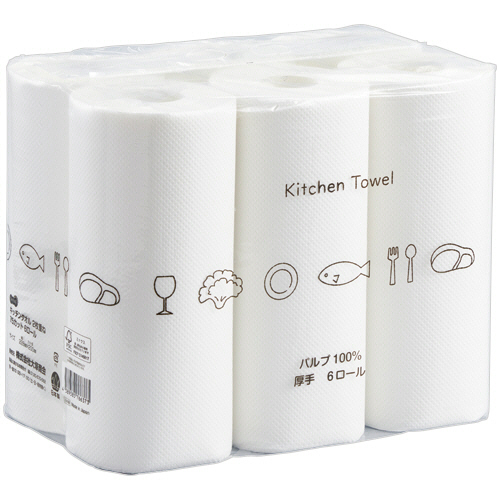 ｷｯﾁﾝﾀｵﾙ 75ｶｯﾄ/ﾛｰﾙ 1ﾊﾟｯｸ(6ﾛｰﾙ)画像