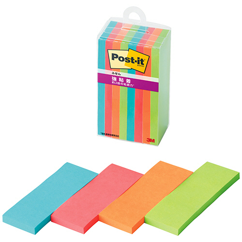 ﾎﾟｽﾄ･ｲｯﾄ 強粘着ふせん ﾏﾙﾁｶﾗｰ1 75×25mm 4色 1ｾｯﾄ(80冊:8冊×10ﾊﾟｯｸ)画像