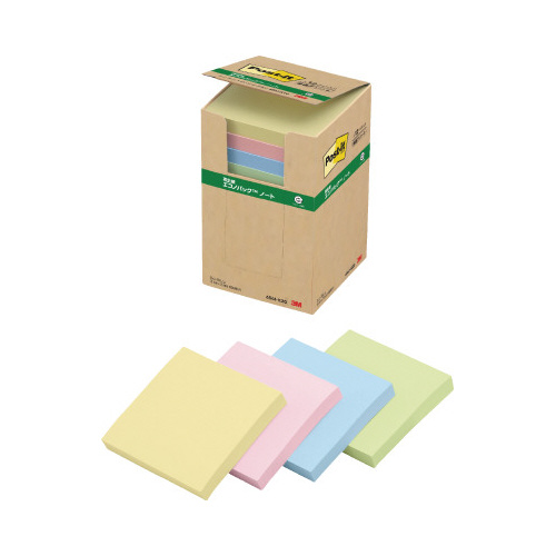 ポストイット　再生紙ノート　７５×７５　混色１２冊画像