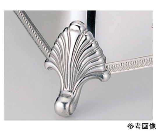 SW 18-8菊渕魚飾台 20インチ用 光沢のある金属製の飾台が角度を変えた状態で映っている