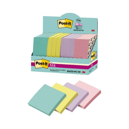 強粘着マルチカラー５　７５×７５　４色　１２冊画像