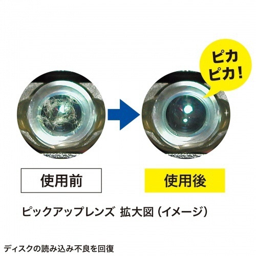 ブルーレイレンズクリーナー　湿式　1個 透明なパッケージに収められ、ラベルが視認できる正面の姿。