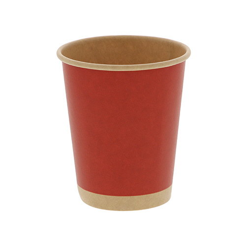 紙ｺｯﾌﾟ ﾍﾟｰﾊﾟｰｶｯﾌﾟ ｱｲｽ･ﾎｯﾄ 8ｵﾝｽ 未晒ﾚｯﾄﾞ 1ｾｯﾄ(1000個:50個×20ﾊﾟｯｸ)画像