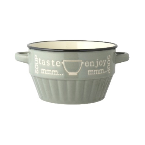 スープカップ 430ml enjoy 食器 洋食器 マグカップ 陶器 グレー画像