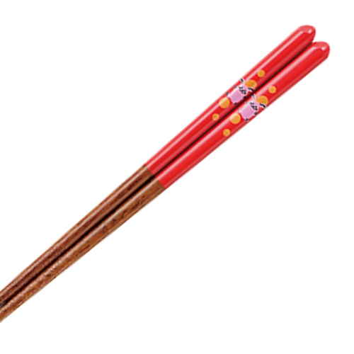 箸 子供用 18cm 動物 食洗機対応 すべり止め 木製 天然木 漆 ピョン娘画像