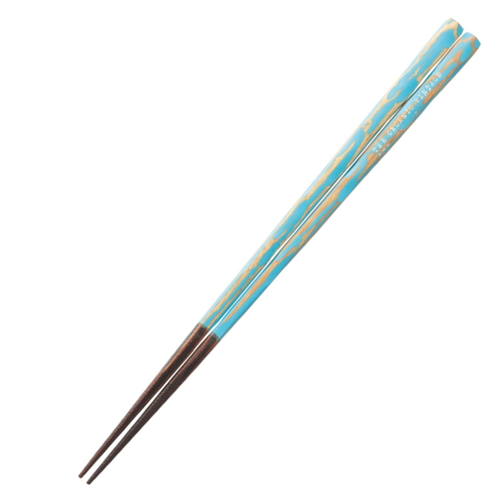 箸 23cm KAKEHASHI NATURA アベニール すべり止め 木製 天然木 ブルー画像