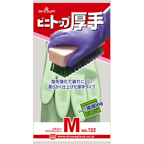 No.132 ﾋﾞﾆﾄｯﾌﾟ厚手 M ｸﾞﾘｰﾝ 1双