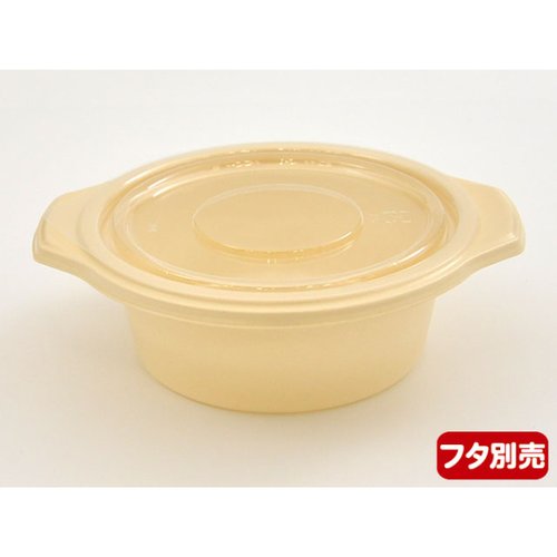 どんぶり容器 BF-384 ゴールド 本体 シーピー化成 光沢のあるゴールドの容器が正面から見える状態