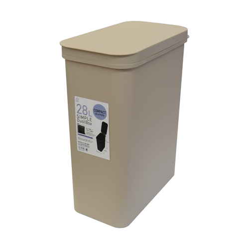 ゴミ箱　28L　縦開き　SIMPLE　DUST　BOX　ベージュ ふた付きのオープンタイプで、優しいベージュの色合いが際立つシンプルなデザイン