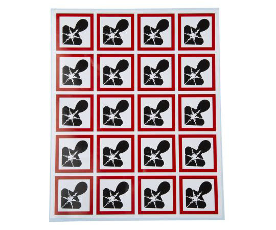 危険 ＆ 警告ラベル 光沢重合体ビニル 黒, 赤, 白 40 x 40mm 1袋（20個入）画像