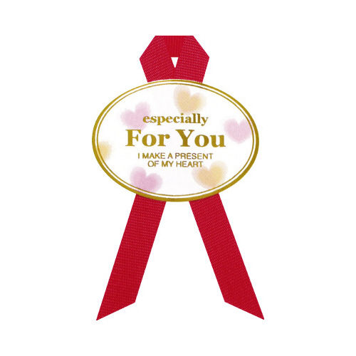 リボン付きギフトシール　赤　１６片画像