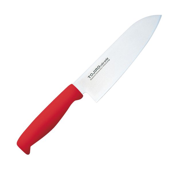 包丁 TOJIROカラー三徳 17cm レッド F-172R 藤次郎画像