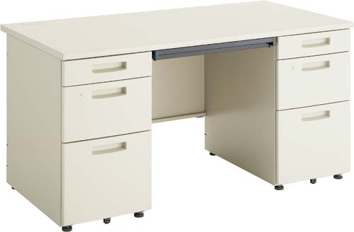 ピクサ2D700両袖机W1400　ナチュラルグレー