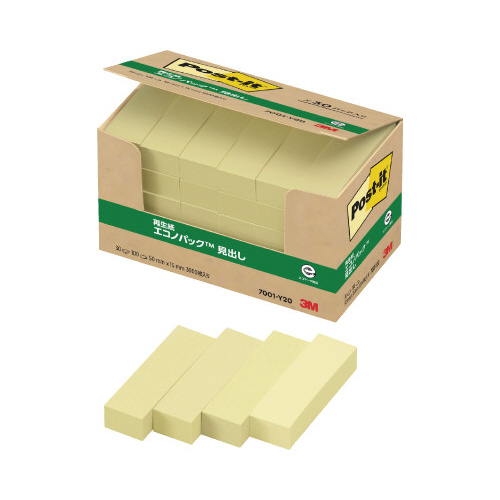 ポストイット　再生紙見出し　５０×１５　黄３０冊画像