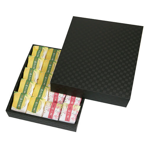 まんじゅう２０ヶ用　市松柄　黒画像