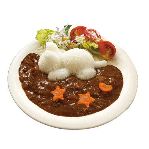 ごはん型　ごはん　de　ニャン 丸いごはんの形をした、ふんわりとした質感が視認できる状態