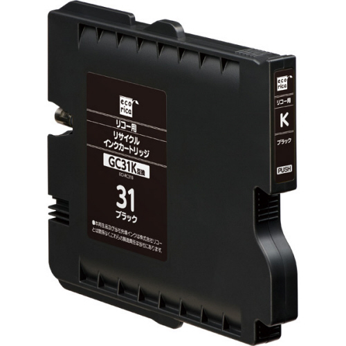 ﾘｻｲｸﾙｲﾝｸｶｰﾄﾘｯｼﾞ ﾌﾞﾗｯｸ(顔料) [ﾘｺｰ:GC31B互換] ECI-RC31B 1個