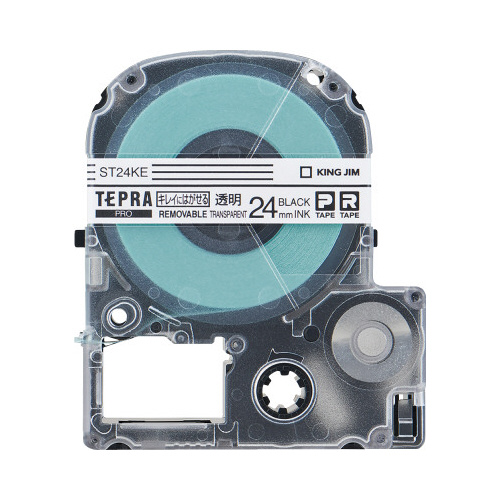 テプラＰＲＯテープはがせる　透明ラベル黒字２４ｍｍ