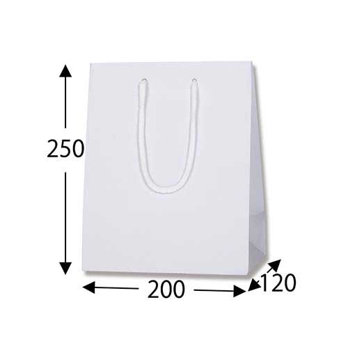 マットな塗工タイプで白の手提げ紙袋
