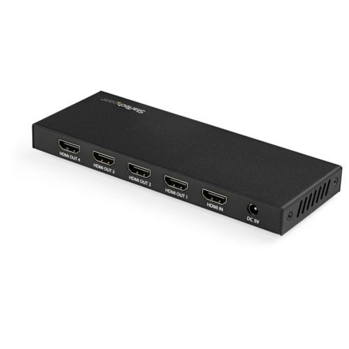 HDMI分配器　1入力4出力　4K/60Hz　HDMI　2.0　スプリッター　HDR　1台 接続ポートが並ぶ側面のクローズアップ