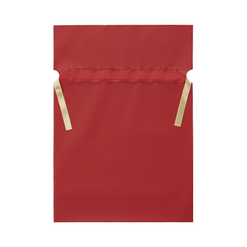 梨地ポリ巾着袋（底マチ付）　レッド　Ｌ　２０枚画像