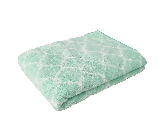 マイクロファイバーバスタオル MF モフモフモロッカン 60×120cm GREEN 1セット（10枚入） たおるが折りたたまれ、柔らかい質感が見える状態