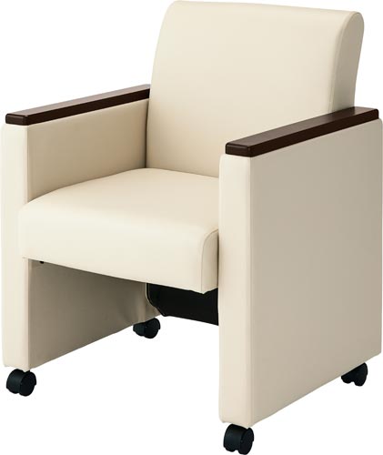 ネクシス応接会議ソファ　木調肘付　アイボリー画像