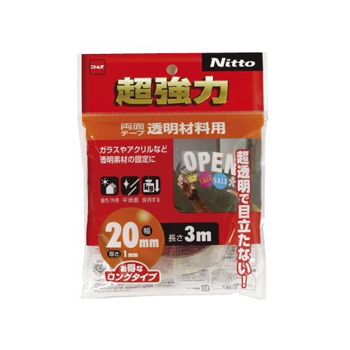 超強力両面ﾃｰﾌﾟ 透明材料用 20mm×3m 1巻画像