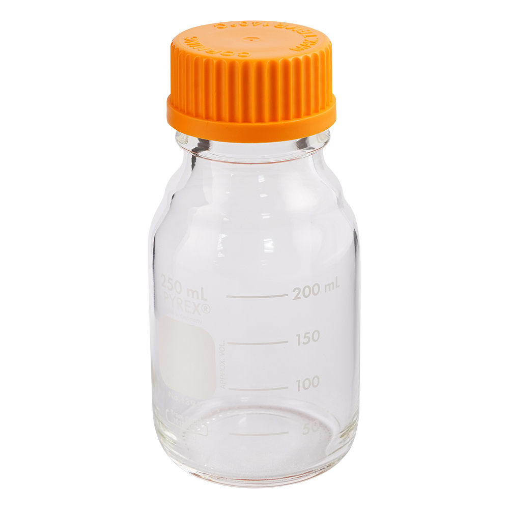 メディウム瓶（PYREX(R)オレンジキャップ付き）　透明　250mL画像