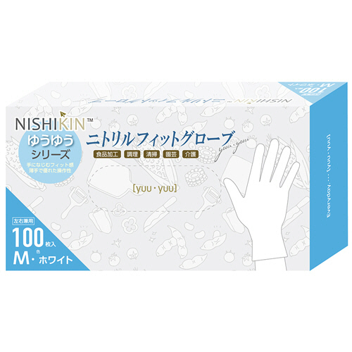 ゆうゆうｸﾞﾛｰﾌﾞ ﾆﾄﾘﾙﾌｨｯﾄｸﾞﾛｰﾌﾞ ﾊﾟｳﾀﾞｰﾌﾘｰ ﾎﾜｲﾄ M 1箱(100枚)画像