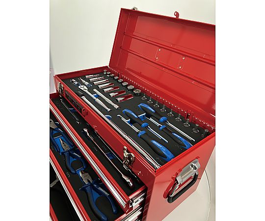 メカニックツールセット　3/8DR　59PCS ツールが整然と並べられ、各部品が確認できる状態