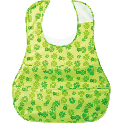 ﾌﾟﾗｽﾊｰﾄ こぼれにくい食事用ｴﾌﾟﾛﾝ ﾎﾟｹｯﾄ付ｻｲﾄﾞﾀｯｸ ｸﾞﾘｰﾝ 1枚画像