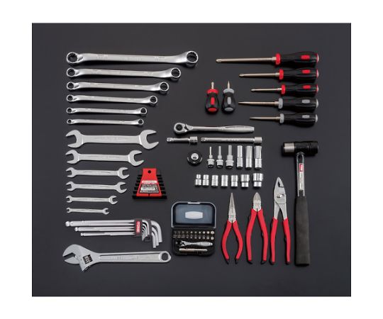 整備用工具セット ツールセット（ブラック仕様） 間口433×奥行220×高さ240mm 工具が黑い収納ケースに整然と収められた状態