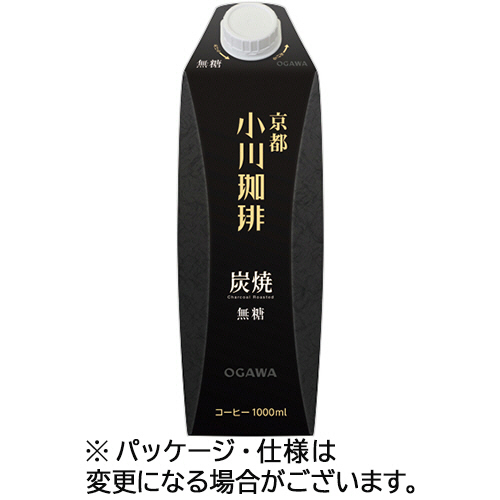 京都 小川珈琲 炭焼珈琲 無糖 1L 紙ﾊﾟｯｸ(口栓付) 1ｹｰｽ(6本)画像