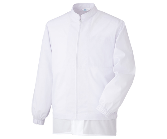 白衣　食品産業向け　男女共用　長袖ブルゾン　上　ブロード　薄地　ホワイト　3L画像