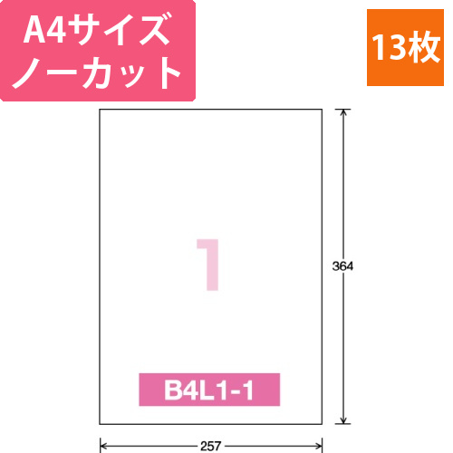 プリンタ兼用はかどりラベルB4　ノーカット　13枚画像