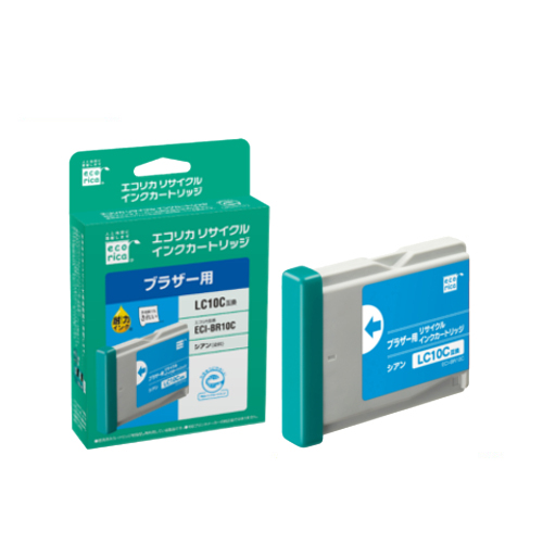ﾘｻｲｸﾙｲﾝｸｶｰﾄﾘｯｼﾞ ｼｱﾝ(染料) [ﾌﾞﾗｻﾞｰ:LC10C互換] ECI-BR10C 1個画像