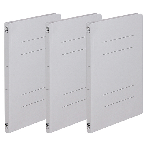 ﾌﾗｯﾄﾌｧｲﾙ(ﾉﾝｽﾃｰﾌﾟﾙ) A4ﾀﾃ 150枚収容 背幅18mm ｸﾞﾚｰ 1ﾊﾟｯｸ(3冊)画像