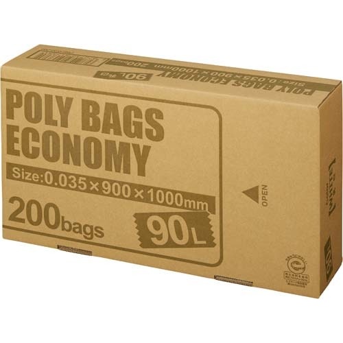 ポリバツグエコノミーＢＯＸ　低　９０Ｌ乳白２００枚画像