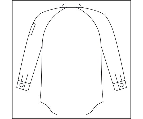 通年作業服　帯電防止JIS適合　男女共用　E/C　長袖シャツ　ライトブルー　5L 淡いライトブルーの長袖シャツがシワなく整った状態で前面に広げられている