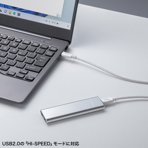 USB2.0　PD60W対応　Type-Cケーブル　ホワイト　3m(RoHS指令10準拠)　1本 ケーブルの長さが強調され、巻かれていないまっすぐな状態
