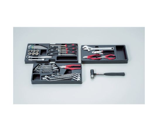 整備用工具セット ツールセット BX230仕様 レッド 間口508×奥行232×高さ302mm 整然と並べられた各種工具が見える状態