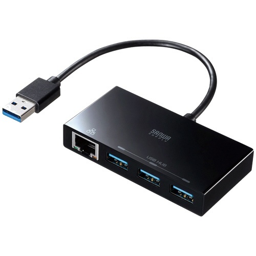USB3.2　Gen1　ハブ付き　ギガビットLANアダプタ(USB3ポート・LAN1ポート)　ブラック　1個