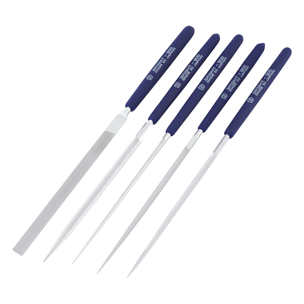 硬質クロームコーティングヤスリ(ブライト900) セット　平・半丸・丸・角・三角　5本入り画像