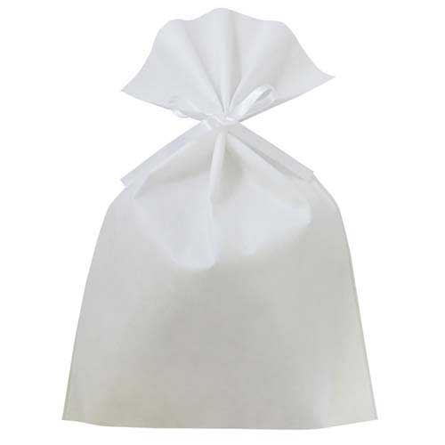 ソフトバッグベーシック2穴リボン巾着 S7 厚 白画像