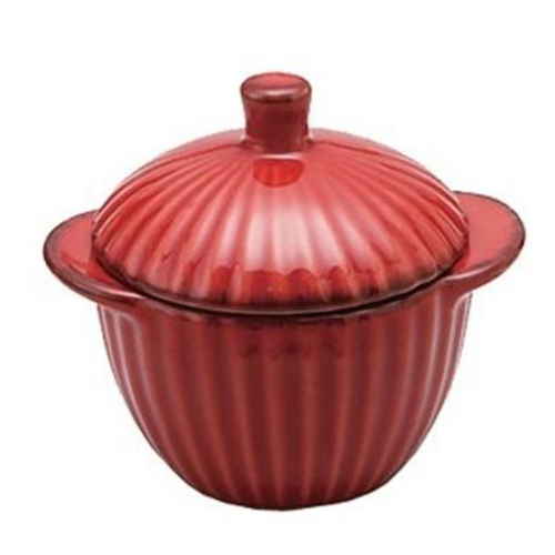 ココット 11cm 洋食器 蓋付き ギャザー レッド画像